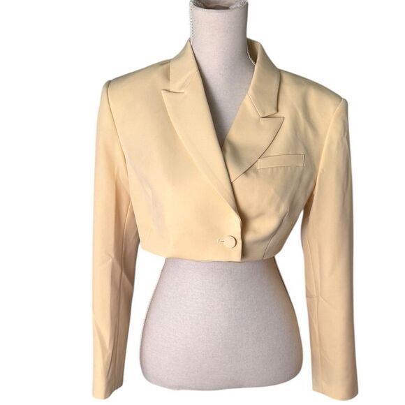 Delfi collective Emily cropped blazer in banana nwt s - Picture 2 of 6
